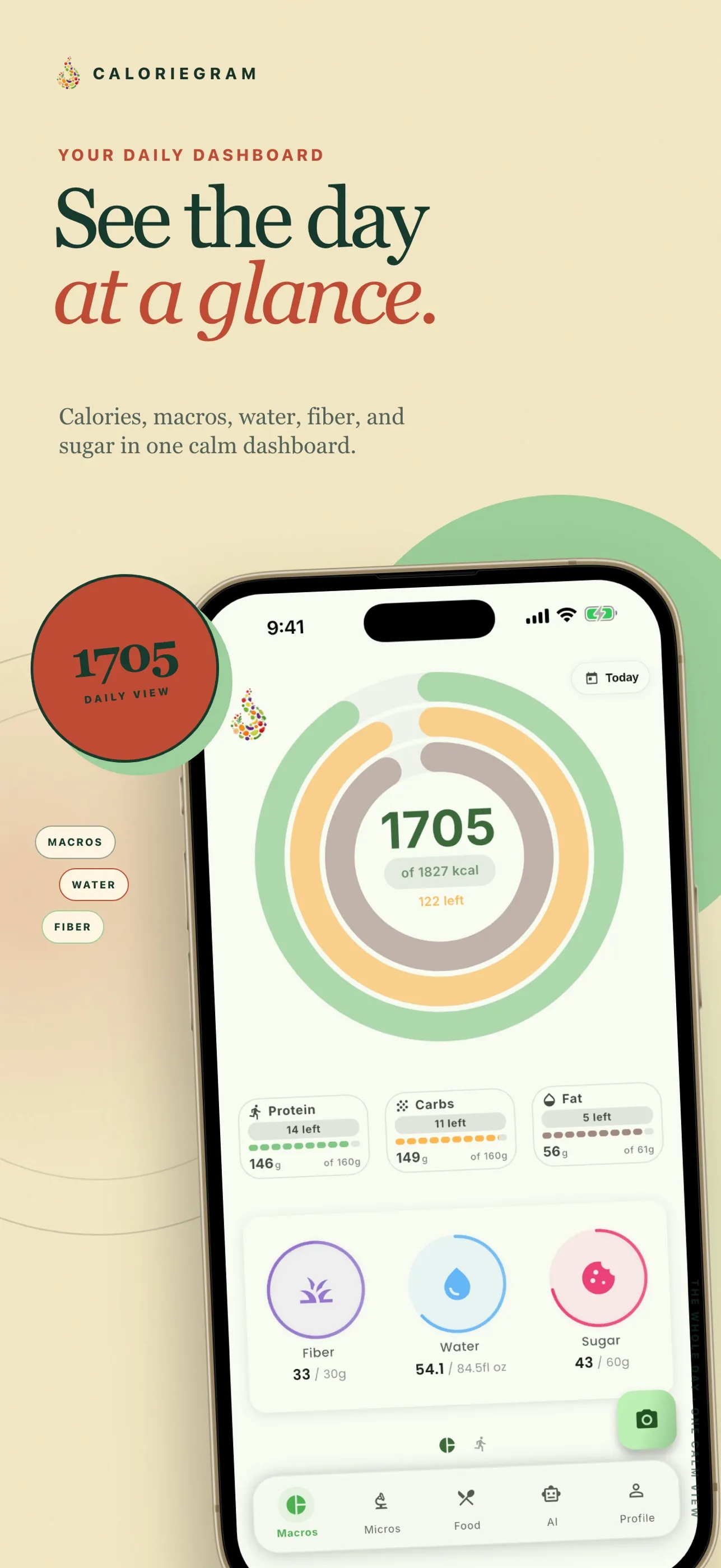 CalorieGram daily nutrition overview